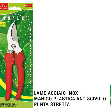 Forbici Da Giardino Cm.19 Inox Man. Plastica-8026996192811