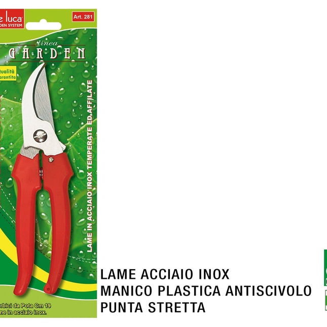 Forbici Da Giardino Cm.19 Inox Man. Plastica-8026996192811