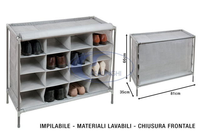 Scarpiera 16 Scomparti Cm.81X35X66H Domo Pak Living