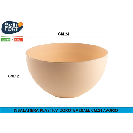 Belli & Forti Insalatiera Plastica Dorotea Made in Italy - Diametro 17/20/24/28 cm Avorio Ø 24 x 12h cm Belli & Forti