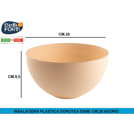 Belli & Forti Insalatiera Plastica Dorotea Made in Italy - Diametro 17/20/24/28 cm Avorio Ø 20 x 9.5h cm Belli & Forti