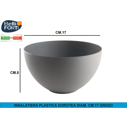 Belli & Forti Insalatiera Plastica Dorotea Made in Italy - Diametro 17/20/24/28 cm Grigio Ø 17 x 8h cm Belli & Forti