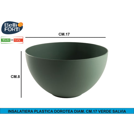 Belli & Forti Insalatiera Plastica Dorotea Made in Italy - Diametro 17/20/24/28 cm Verde salvia Ø 17 x 8h cm Belli & Forti
