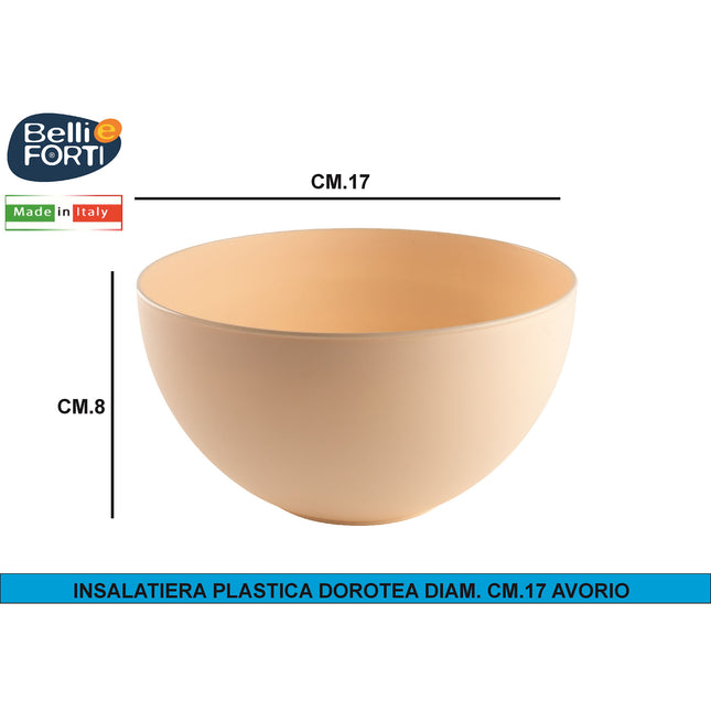 Belli & Forti Insalatiera Plastica Dorotea Made in Italy - Diametro 17/20/24/28 cm Avorio Ø 17 x 8h cm Belli & Forti