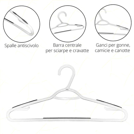 Stampelle Plastica Set 5 Pezzi Bianco Appendiabiti Grucce
