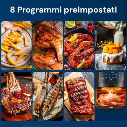 Friggitrice ad Aria Digitale 8L SYROCC 10 | 1800W con 8 Programmi & Display LCD dpm