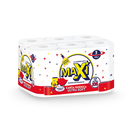 CARTA IGIENICA MAXI 12 ROTOLI XXL CF.4 PZ. Maxi