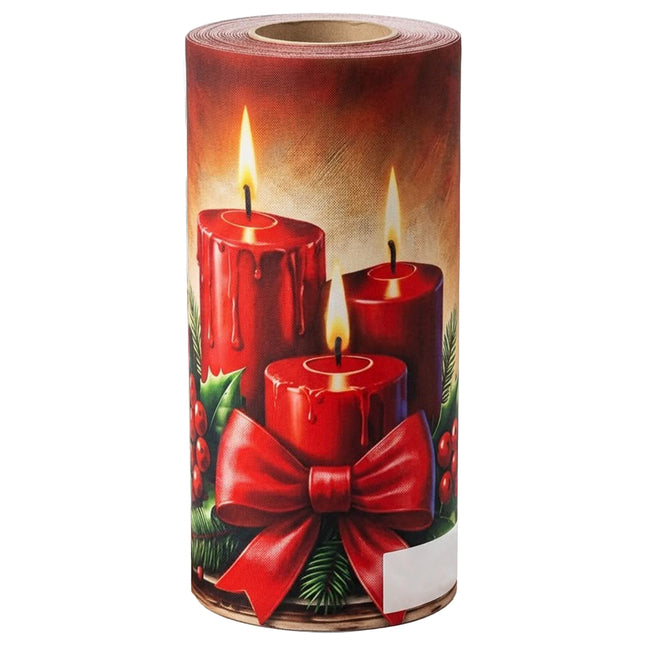 Rotolo Passatoia Natalizia Joia in Tessuto 25 Metri Candele Rosse World Plastic