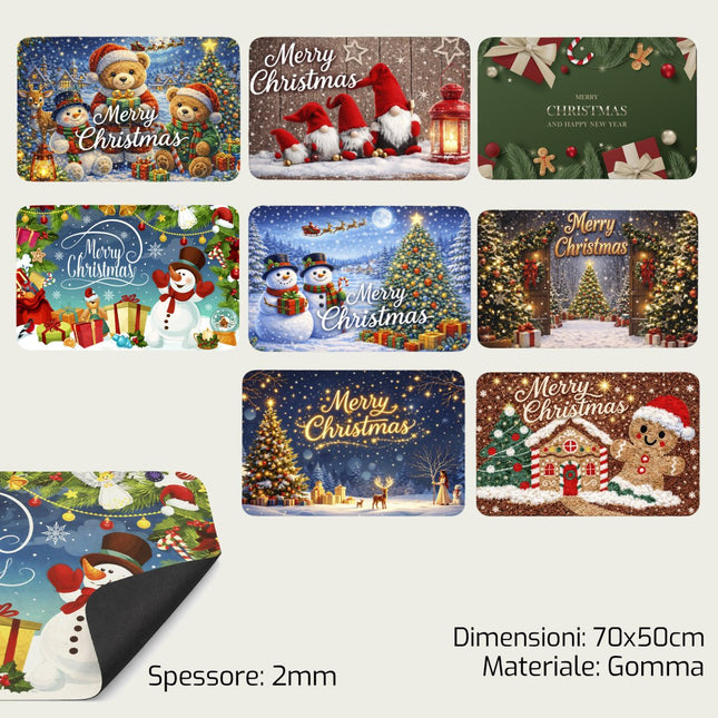 Tappeto Natale Cm.70x45 9 Decori Due Esse