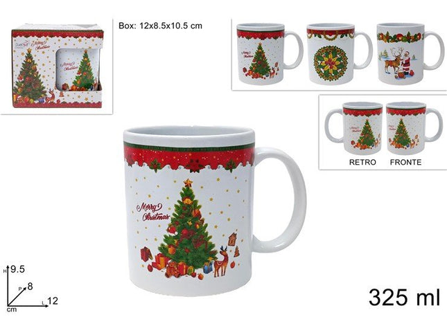 Tazza Latte Mug 325 ml Decoro Natalizio Natale 3 Colori Assortiti Due Esse