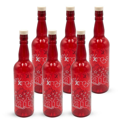 Bottiglia Vetro Rosso Natalizia 70 cl con Tappo, Made in Italy Due Esse