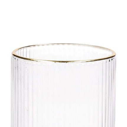 Set 6 Bicchieri Acqua Eloma Gold in Vetro Rigato da 25,5 cl – Bicchieri Tumbler Trasparenti con Bordo Dorato, Stile Vintage Millerighe Due Esse