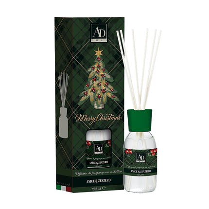 Diffusore di Fragranze Ambiente con Bastoncini 125 ml - Aromi Autunnali e Natalizi Anice e Zenzero Star