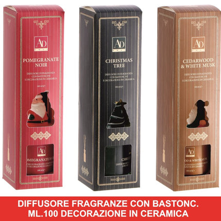 Diffusore Fragranze con Bastoncini e Decorazione in Ceramica – Idea Regalo Natalizia AD Trend 100 ml AD Trend