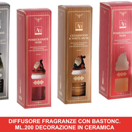 Diffusore Fragranze con Bastoncini e Decorazione in Ceramica – Idea Regalo Natalizia AD Trend 200 ml AD Trend