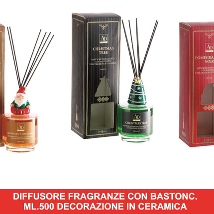 Diffusore Fragranze con Bastoncini e Decorazione in Ceramica – Idea Regalo Natalizia AD Trend 500 ml AD Trend