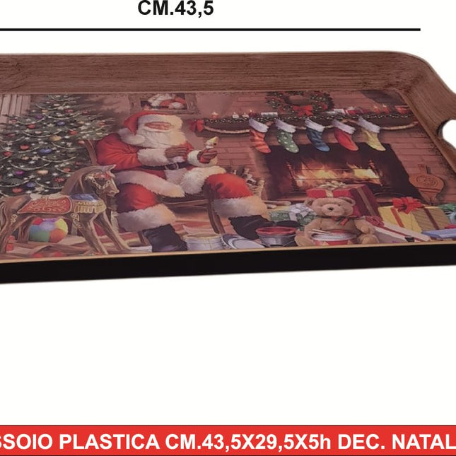 Vassoio Natalizio Rettangolare 43x29 cm in Plastica – Vassoio da Portata con Manici D&D Casalinghi