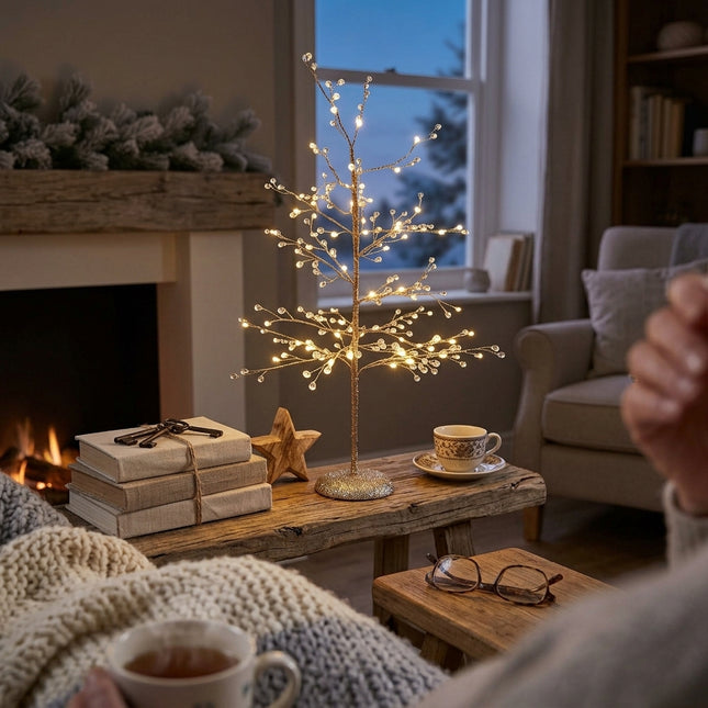 Albero Decorativo con Cristalli ed Effetto Diamante Brillante - Altezza 60 cm con Luci Due Esse