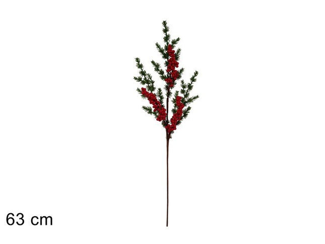 Ramo di Bacche Rosse Artificiali Natalizie – Stelo Decorativo per Vasi e Ghirlande 63 cm Due Esse