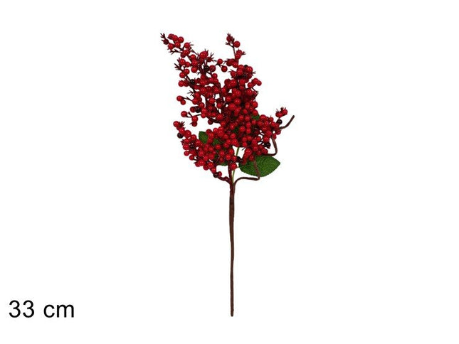 Ramo di Bacche Rosse Artificiali Natalizie – Stelo Decorativo per Vasi e Ghirlande 33 cm Due Esse