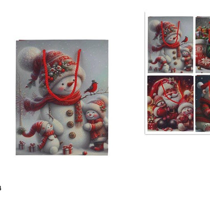 Buste Regalo Natalizie in Cartoncino con Cordino - 4 Grafiche Assortite e 6 Misure 14 x 8 x 18h cm Due Esse