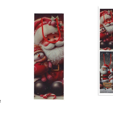 Buste Regalo Natalizie in Cartoncino con Cordino - 4 Grafiche Assortite e 6 Misure 12 x 11 x 36h cm Due Esse