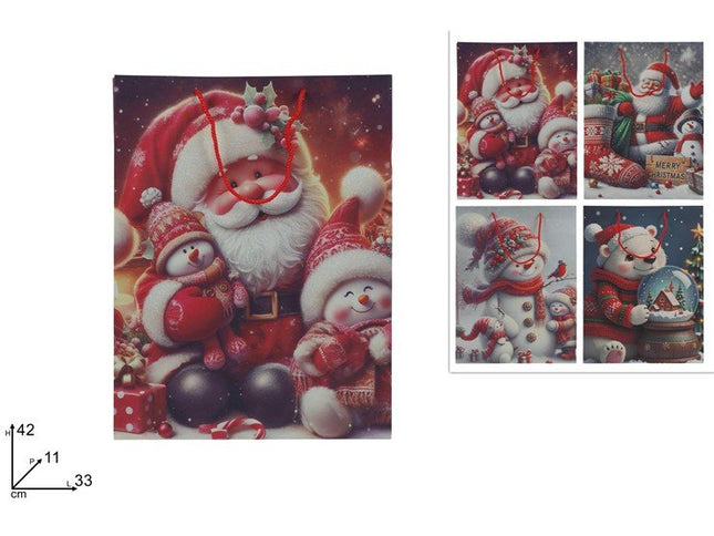 Buste Regalo Natalizie in Cartoncino con Cordino - 4 Grafiche Assortite e 6 Misure 33 x 11 x 42h cm Due Esse