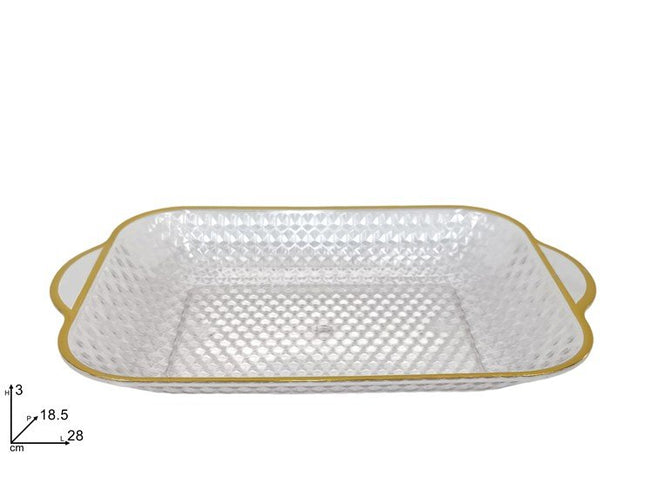 VASSOIO RETT.RE CM.28X18,5 CON MANICI E BORDO DORATO Due Esse