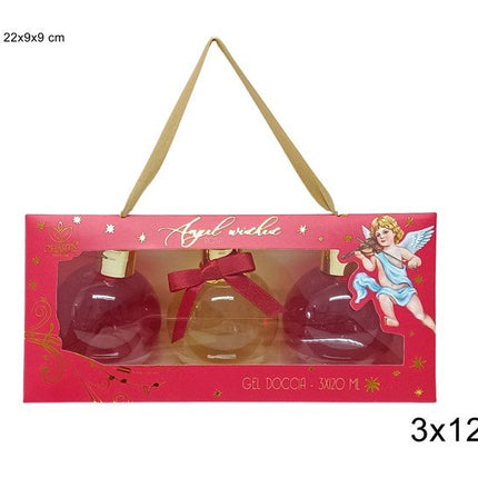 Set Regalo Natalizio Gel Doccia Angel Wishes - 3 Flaconi da 120 ml con Cordino Due Esse