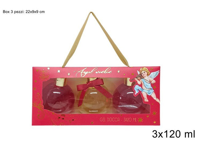 Set Regalo Natalizio Gel Doccia Angel Wishes - 3 Flaconi da 120 ml con Cordino Due Esse