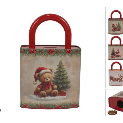 Salvadanaio Forma Lucchetto in Latta Natalizio Fantasie Assortite