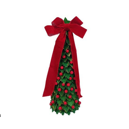ALBERO AGRIFOGLIO CM.42 CON GLITTER ORO CON BACCHE