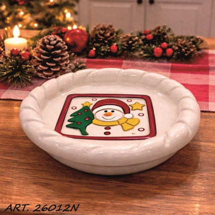 Svuotatasche Natalizio Ceramica 19cm Svuota Tasche Pupazzo Neve