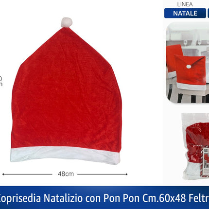 Coprisedia Natalizio a Cappello di Babbo Natale con Pon Pon 60x48 cm