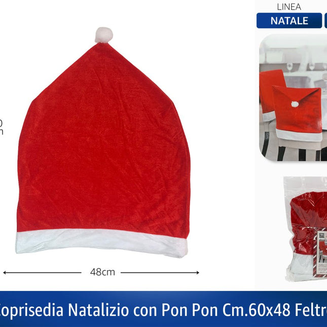 Coprisedia Natalizio a Cappello di Babbo Natale con Pon Pon 60x48 cm Arca