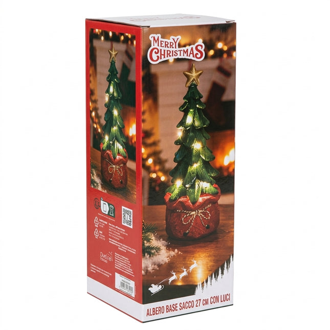 Albero di Natale Luminoso in Resina con Base a Sacco e Luci LED - Altezze 22 o 27 cm Due Esse