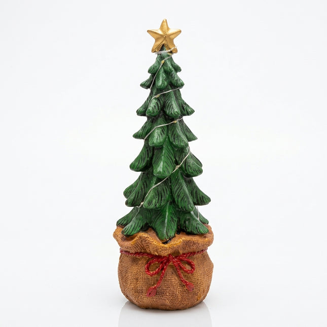 Albero di Natale Luminoso in Resina con Base a Sacco e Luci LED - Altezze 22 o 27 cm Due Esse
