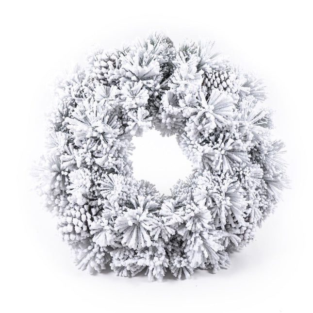 CORONA NATALIZIA CM.60 CON PIGNE ASPEN INNEVATA Mercury srl