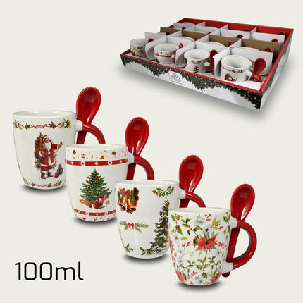 Tazzina da Caffè Natalizia 100ml con Cucchiaino Integrato – Idea Regalo Festiva Arca