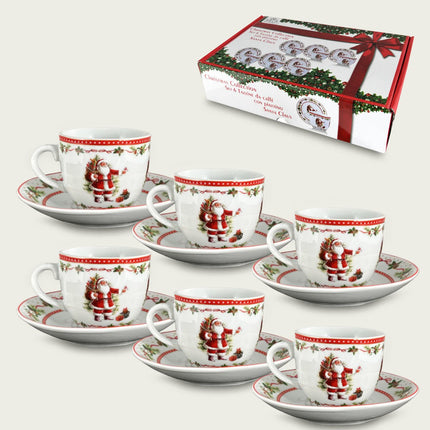 Tazzine Caffe' Conf. 6 Pz. C/Piatt. Dec. Santa Claus