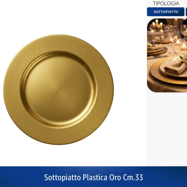 Sottopiatto Plastica Oro Cm.33 Arca