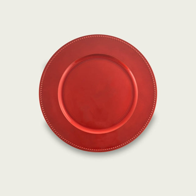Sottopiatto Natalizio Elegante 33 cm – Sottopiatti in Plastica Oro e Rosso per Feste Rosso Arca