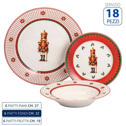 Servizio Piatti 18 Pezzi Natale Gli Addobbi Ceramica Charme Tavola Natalizia D&D Casalinghi