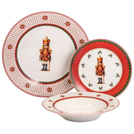 Servizio Piatti 18 Pezzi Natale Gli Addobbi Ceramica Charme Tavola Natalizia D&D Casalinghi