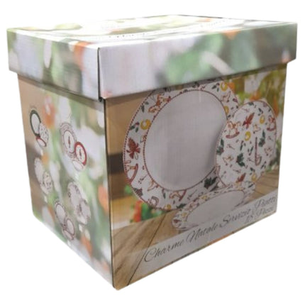 Servizio Piatti 18 Pezzi Natale Gli Addobbi Ceramica Charme Tavola Natalizia D&D Casalinghi