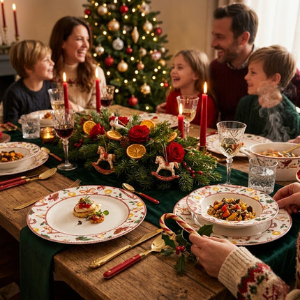Servizio Piatti 18 Pezzi Natale Gli Addobbi Ceramica Charme Tavola Natalizia D&D Casalinghi