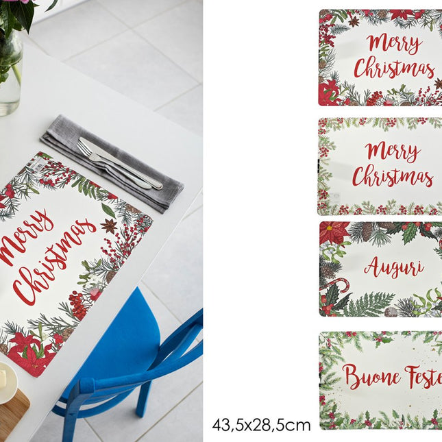 Tovaglietta Americana Natalizia 43,5x28,5cm Plastica Merry Christmas Auguri General Trade