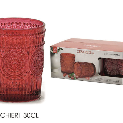 Bicchieri Vetro Conf.6 Pz. Cl.30 Cesareo Rosso General Trade