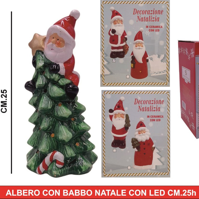 Decorazione con Babbo Natale con LED Dec. Assortiti Cm.25h Due Esse
