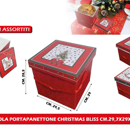 Scatola Portapanettone Natalizia Christmas Bliss 29,7x29x28,5 cm - Decori Assortiti Mercury srl